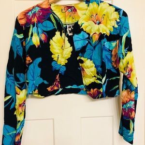 Vintage floral button up crop top